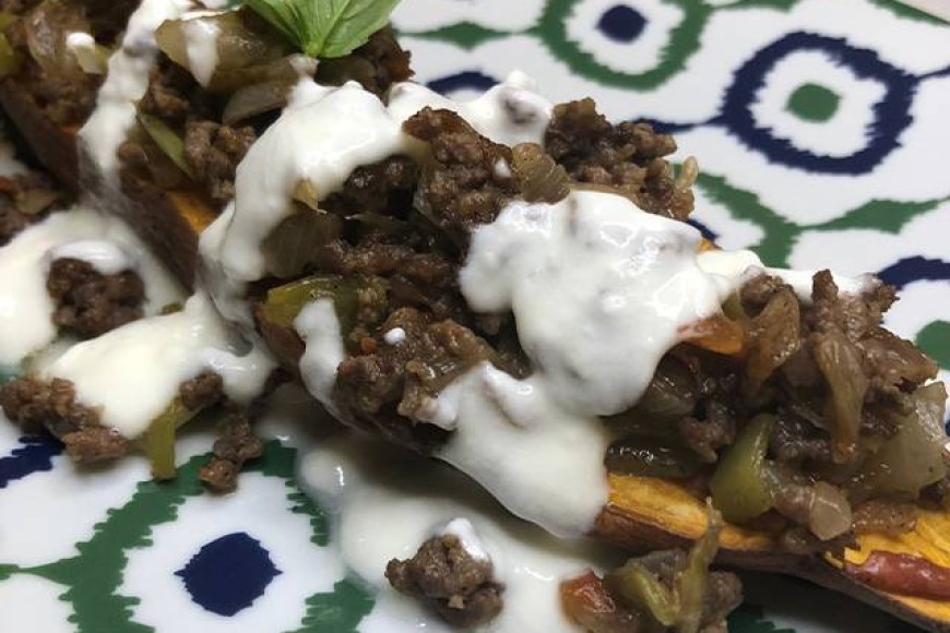 Sweet Potato Stuffed with Mince